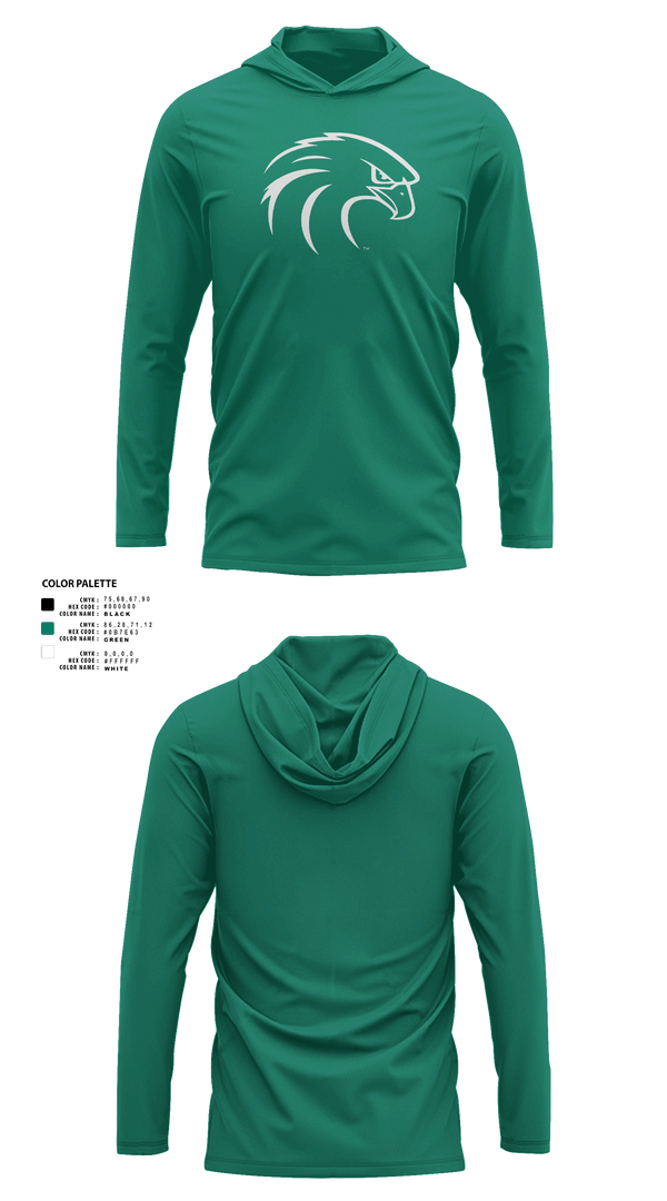 Long Sleeve Hooded Sun Shirt, NSU Riverhawks Football, , Teamtime, Team time, sublimation, custom sports apparel, team uniforms, spirit wear, spiritwear, sports uniforms, custom shirts, team store, custom team store, fundraiser sports, apparel fundraiser
