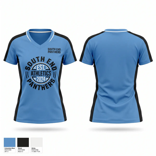 Womens Short Sleeve Vneck Shirt, South End Panthers, Baseball, Teamtime, Team time, sublimation, custom sports apparel, team uniforms, spirit wear, spiritwear, sports uniforms, custom shirts, team store, custom team store, fundraiser sports, apparel fundraiser