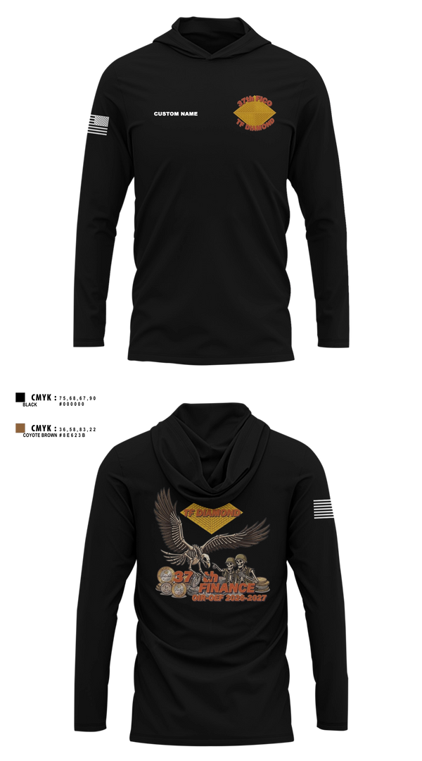 Long Sleeve hooded sunshirt, 37th FICO, Army, Teamtime, Team time, sublimation, custom sports apparel, team uniforms, spirit wear, spiritwear, sports uniforms, custom shirts, team store, custom team store, fundraiser sports, apparel fundraiser