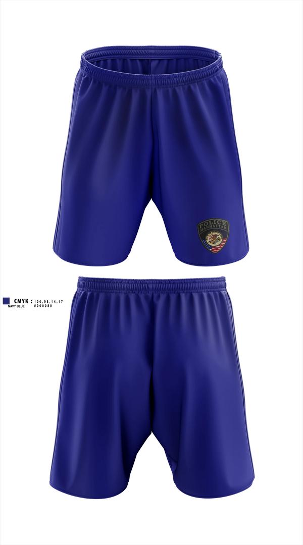 Athletic Shorts With Pockets, Manhattan PD, Police, Teamtime, Team time, sublimation, custom sports apparel, team uniforms, spirit wear, spiritwear, sports uniforms, custom shirts, team store, custom team store, fundraiser sports, apparel fundraiser