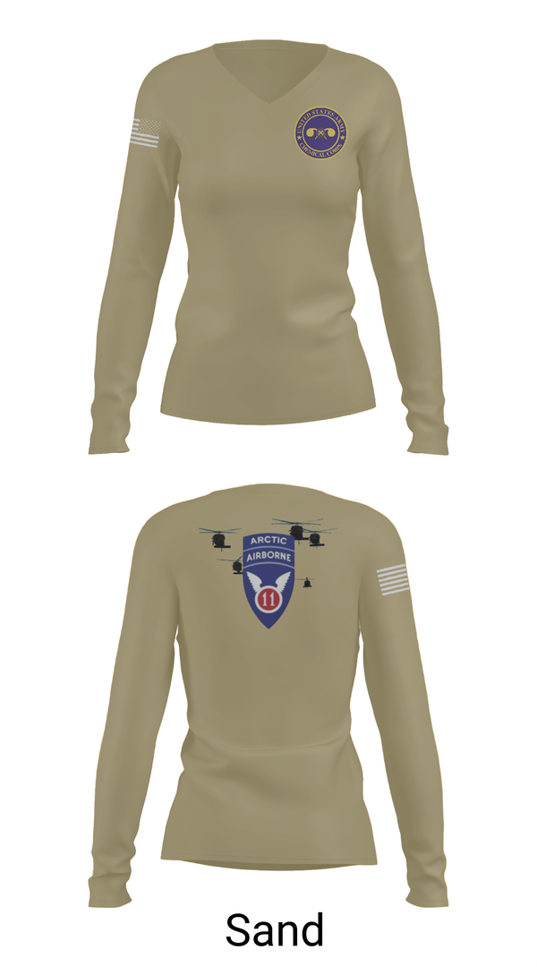 Womens Long Sleeve Vneck Shirt, 440th CBRN CO, , Teamtime, Team time, sublimation, custom sports apparel, team uniforms, spirit wear, spiritwear, sports uniforms, custom shirts, team store, custom team store, fundraiser sports, apparel fundraiser