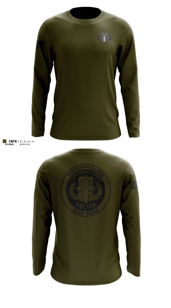 Long Sleeve Performance Shirt, East Central Illinois Bomb Squad, Police, Teamtime, Team time, sublimation, custom sports apparel, team uniforms, spirit wear, spiritwear, sports uniforms, custom shirts, team store, custom team store, fundraiser sports, apparel fundraiser