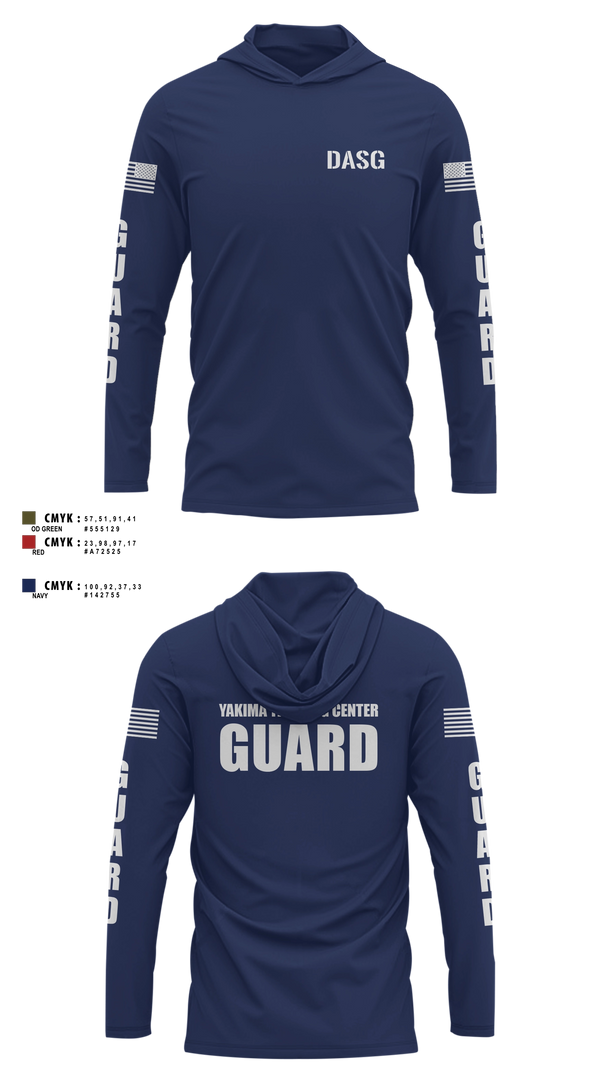 Long Sleeve hooded sunshirt, Yakima Training Center Police Department, Police, Teamtime, Team time, sublimation, custom sports apparel, team uniforms, spirit wear, spiritwear, sports uniforms, custom shirts, team store, custom team store, fundraiser sports, apparel fundraiser