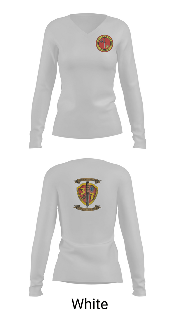 Womens Long Sleeve Vneck Shirt, 3rd Battalion 7th Marines, Marines, Teamtime, Team time, sublimation, custom sports apparel, team uniforms, spirit wear, spiritwear, sports uniforms, custom shirts, team store, custom team store, fundraiser sports, apparel fundraiser