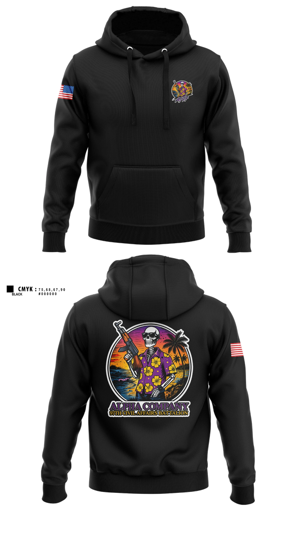 Hoodie, Aloha 97th CA, Army, Teamtime, Team time, sublimation, custom sports apparel, team uniforms, spirit wear, spiritwear, sports uniforms, custom shirts, team store, custom team store, fundraiser sports, apparel fundraiser