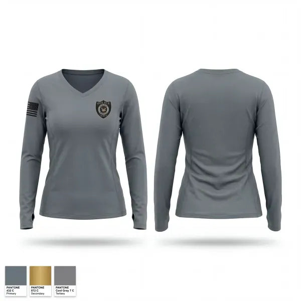 Womens Long Sleeve Vneck Shirt, Slate Belt Regional Police, Police, Teamtime, Team time, sublimation, custom sports apparel, team uniforms, spirit wear, spiritwear, sports uniforms, custom shirts, team store, custom team store, fundraiser sports, apparel fundraiser