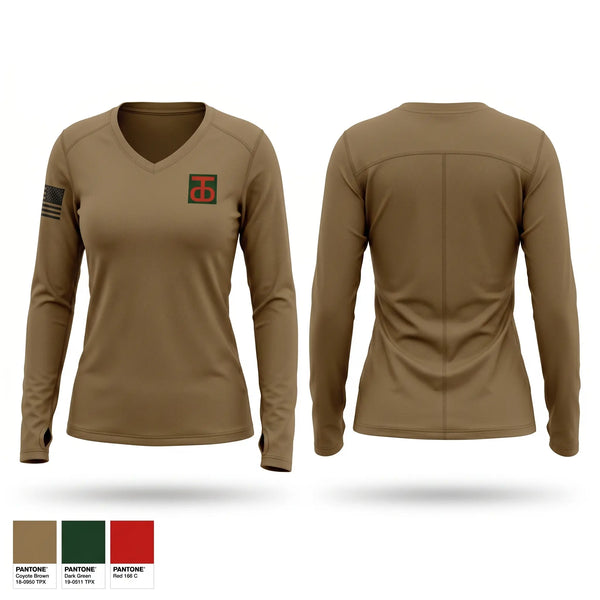 Womens Long Sleeve Vneck Shirt, 217th Transportation Co., Army, Teamtime, Team time, sublimation, custom sports apparel, team uniforms, spirit wear, spiritwear, sports uniforms, custom shirts, team store, custom team store, fundraiser sports, apparel fundraiser