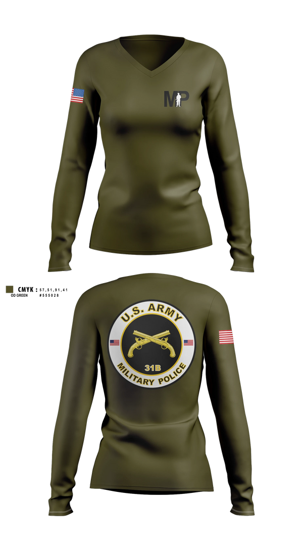 Womens Long Sleeve Vneck Shirt, 373rd Military Police Det, Army, Teamtime, Team time, sublimation, custom sports apparel, team uniforms, spirit wear, spiritwear, sports uniforms, custom shirts, team store, custom team store, fundraiser sports, apparel fundraiser