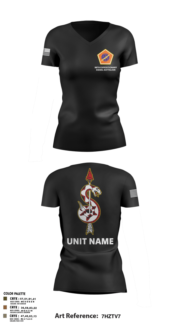 Women's Short Sleeve Vneck Shirt, 98th Expeditionary Signal Battalion, Army, Teamtime, Team time, sublimation, custom sports apparel, team uniforms, spirit wear, spiritwear, sports uniforms, custom shirts, team store, custom team store, fundraiser sports, apparel fundraiser