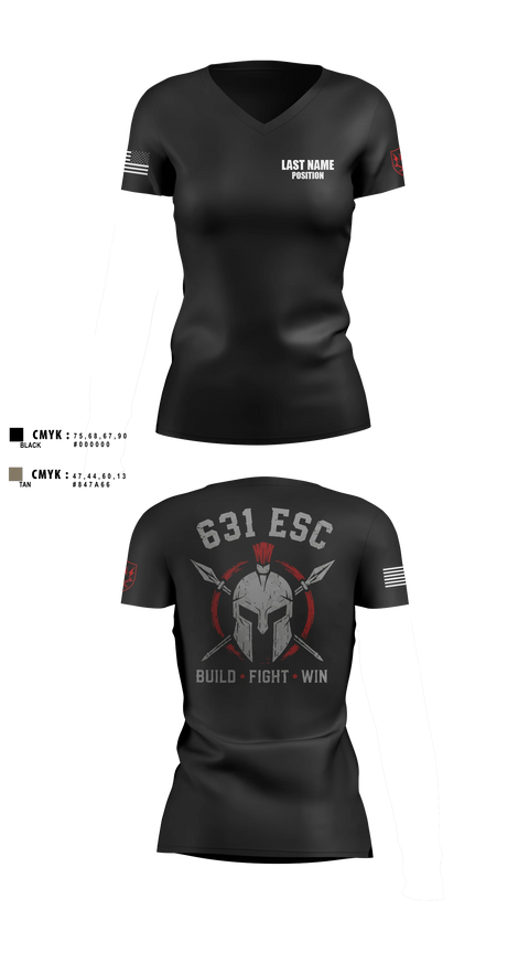 Womens Short Sleeve Vneck Shirt, 631st ESC, Army, Teamtime, Team time, sublimation, custom sports apparel, team uniforms, spirit wear, spiritwear, sports uniforms, custom shirts, team store, custom team store, fundraiser sports, apparel fundraiser