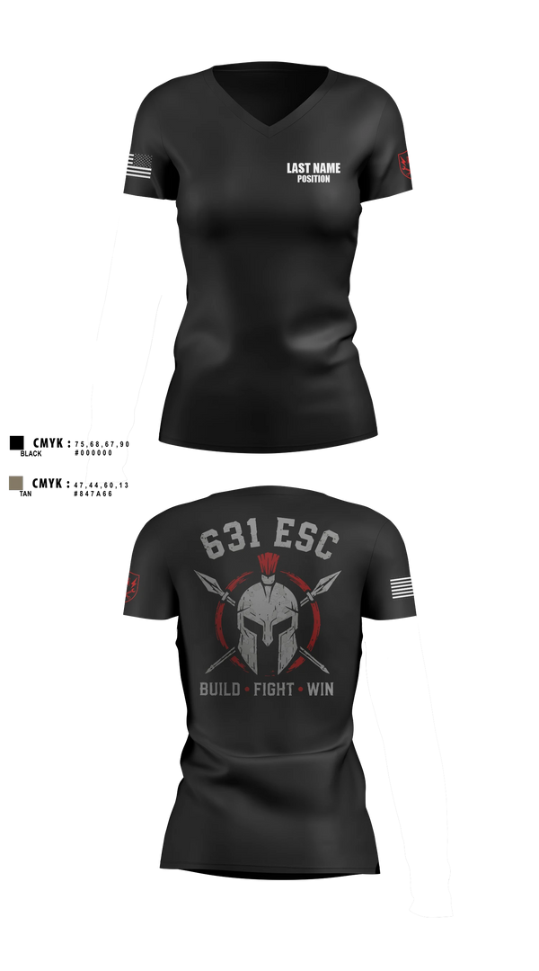 Womens Short Sleeve Vneck Shirt, 631st ESC, Army, Teamtime, Team time, sublimation, custom sports apparel, team uniforms, spirit wear, spiritwear, sports uniforms, custom shirts, team store, custom team store, fundraiser sports, apparel fundraiser