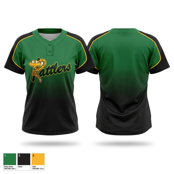 Two Button Softball Jersey, Rattlers, Softball, Teamtime, Team time, sublimation, custom sports apparel, team uniforms, spirit wear, spiritwear, sports uniforms, custom shirts, team store, custom team store, fundraiser sports, apparel fundraiser