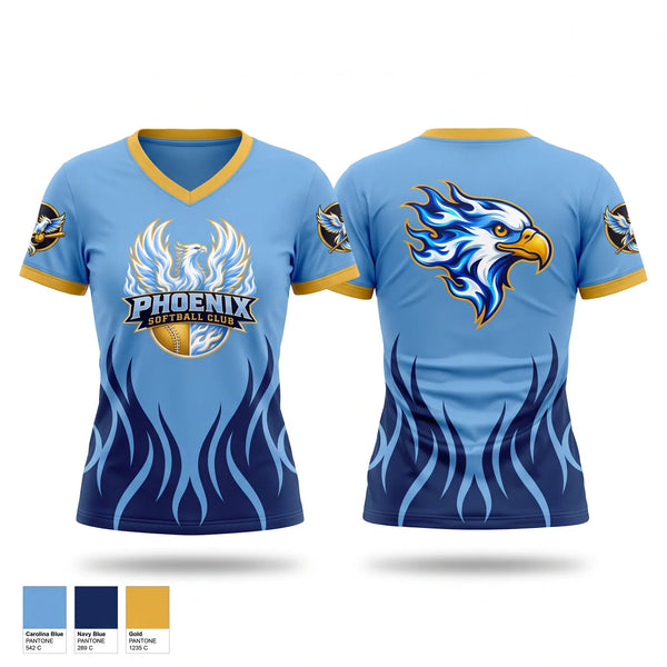 Womens Short Sleeve Vneck Shirt, New Jersey Phoenix, Softball, Teamtime, Team time, sublimation, custom sports apparel, team uniforms, spirit wear, spiritwear, sports uniforms, custom shirts, team store, custom team store, fundraiser sports, apparel fundraiser