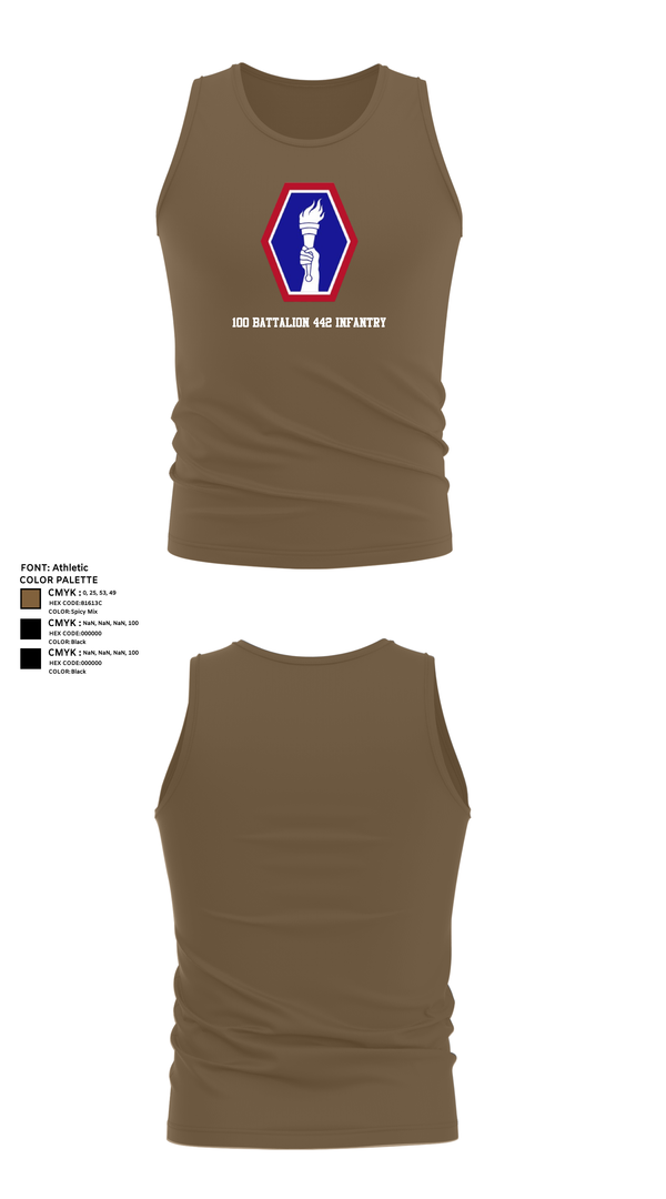 Tank Top, 100 Battalion 442 Infantry, Army, Teamtime, Team time, sublimation, custom sports apparel, team uniforms, spirit wear, spiritwear, sports uniforms, custom shirts, team store, custom team store, fundraiser sports, apparel fundraiser