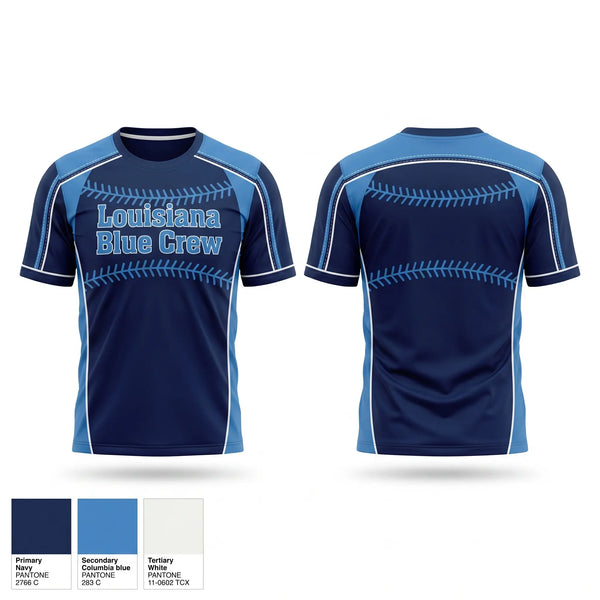 Short Sleeve Performance Shirt, Louisiana Blue Crew, Baseball, Teamtime, Team time, sublimation, custom sports apparel, team uniforms, spirit wear, spiritwear, sports uniforms, custom shirts, team store, custom team store, fundraiser sports, apparel fundraiser