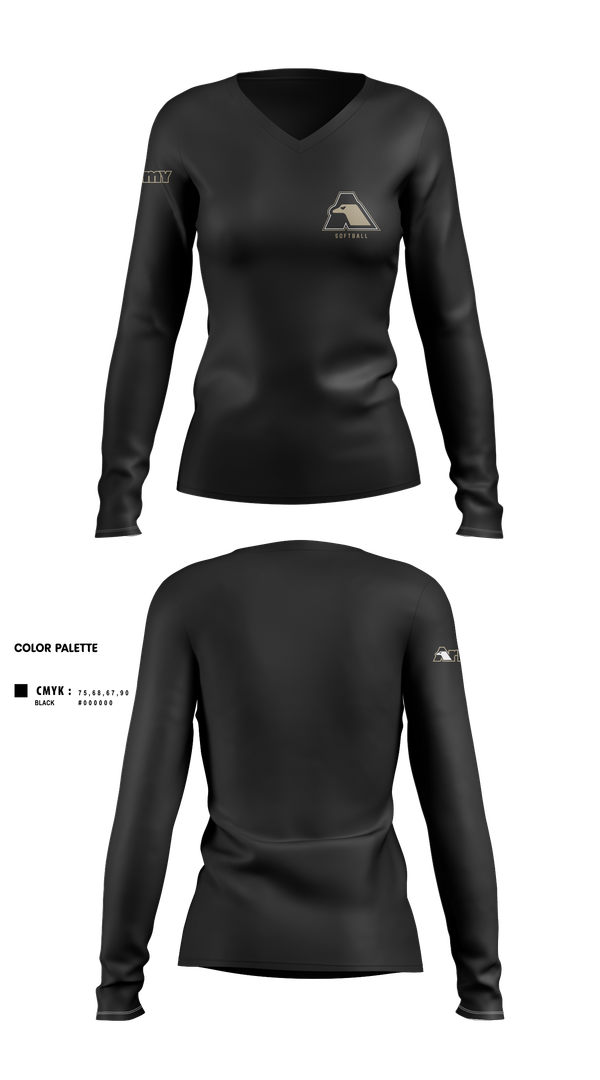 Womens Long Sleeve Vneck Shirt, All-Army Softball, Softball, Teamtime, Team time, sublimation, custom sports apparel, team uniforms, spirit wear, spiritwear, sports uniforms, custom shirts, team store, custom team store, fundraiser sports, apparel fundraiser