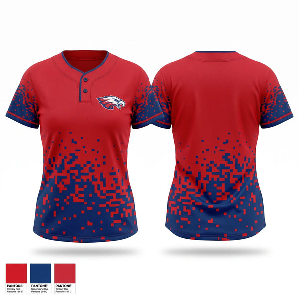 Two Button Softball Jersey, Firebaugh eagles, Softball, Teamtime, Team time, sublimation, custom sports apparel, team uniforms, spirit wear, spiritwear, sports uniforms, custom shirts, team store, custom team store, fundraiser sports, apparel fundraiser