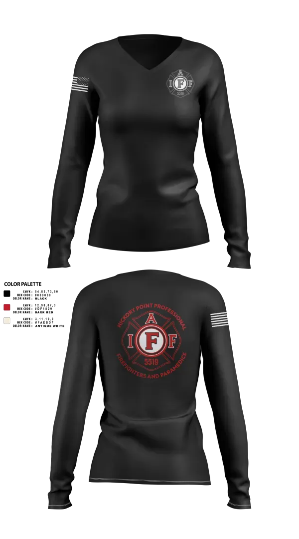 Womens Long Sleeve Vneck Shirt, Local 5519, Fire Department, Teamtime, Team time, sublimation, custom sports apparel, team uniforms, spirit wear, spiritwear, sports uniforms, custom shirts, team store, custom team store, fundraiser sports, apparel fundraiser