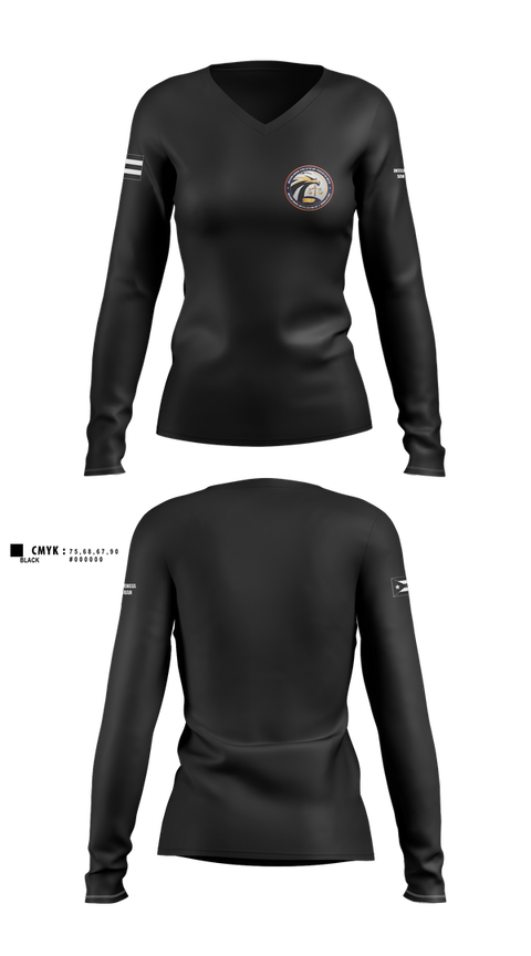 Womens Long Sleeve Vneck Shirt, Inteligencia San Juan, Police, Teamtime, Team time, sublimation, custom sports apparel, team uniforms, spirit wear, spiritwear, sports uniforms, custom shirts, team store, custom team store, fundraiser sports, apparel fundraiser