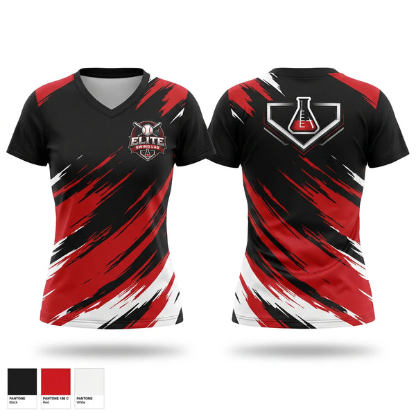 Womens Short Sleeve Vneck Shirt, Elite Swing Lab, Baseball, Teamtime, Team time, sublimation, custom sports apparel, team uniforms, spirit wear, spiritwear, sports uniforms, custom shirts, team store, custom team store, fundraiser sports, apparel fundraiser