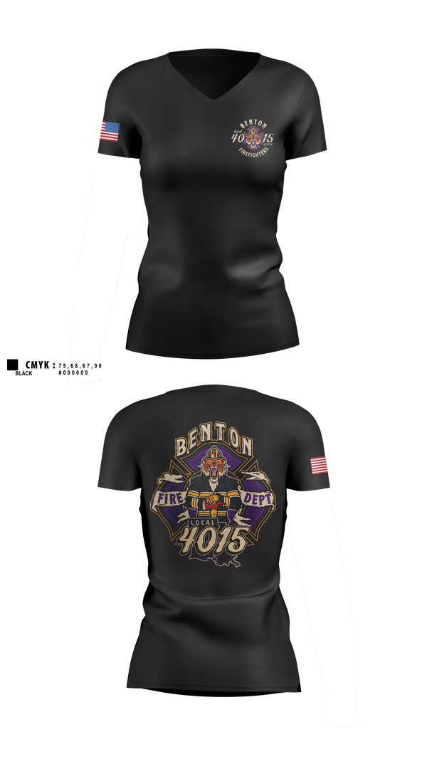 Womens Short Sleeve Vneck Shirt, Benton Fire, Fire Department, Teamtime, Team time, sublimation, custom sports apparel, team uniforms, spirit wear, spiritwear, sports uniforms, custom shirts, team store, custom team store, fundraiser sports, apparel fundraiser