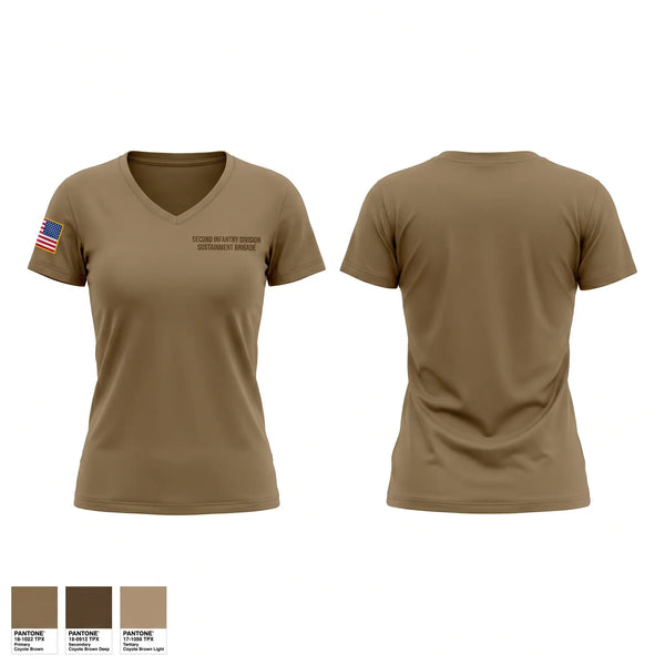 Womens Short Sleeve Vneck Shirt, Second Infantry Division Sustainment Brigade, Army, Teamtime, Team time, sublimation, custom sports apparel, team uniforms, spirit wear, spiritwear, sports uniforms, custom shirts, team store, custom team store, fundraiser sports, apparel fundraiser