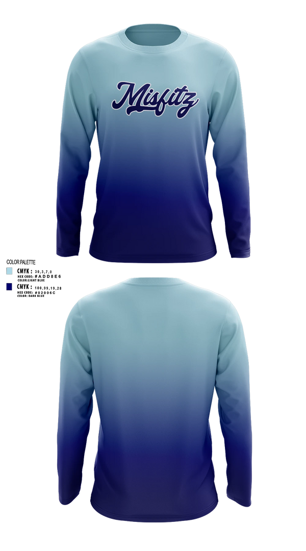 Long Sleeve Performance Shirt, Misfitz, Softball, Teamtime, Team time, sublimation, custom sports apparel, team uniforms, spirit wear, spiritwear, sports uniforms, custom shirts, team store, custom team store, fundraiser sports, apparel fundraiser
