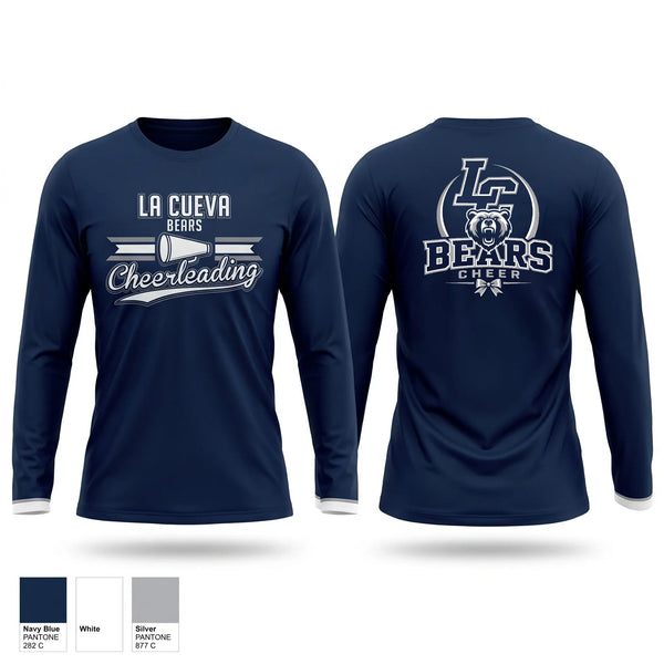 Long Sleeve Performance Shirt, La Cueva Bears, Cheer, Teamtime, Team time, sublimation, custom sports apparel, team uniforms, spirit wear, spiritwear, sports uniforms, custom shirts, team store, custom team store, fundraiser sports, apparel fundraiser