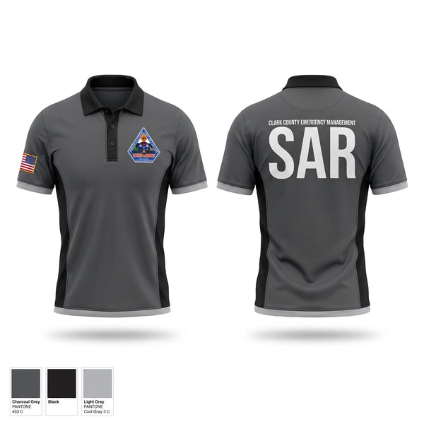 Short Sleeve Performance Polo, Clark County Search and Rescue, Police, Teamtime, Team time, sublimation, custom sports apparel, team uniforms, spirit wear, spiritwear, sports uniforms, custom shirts, team store, custom team store, fundraiser sports, apparel fundraiser