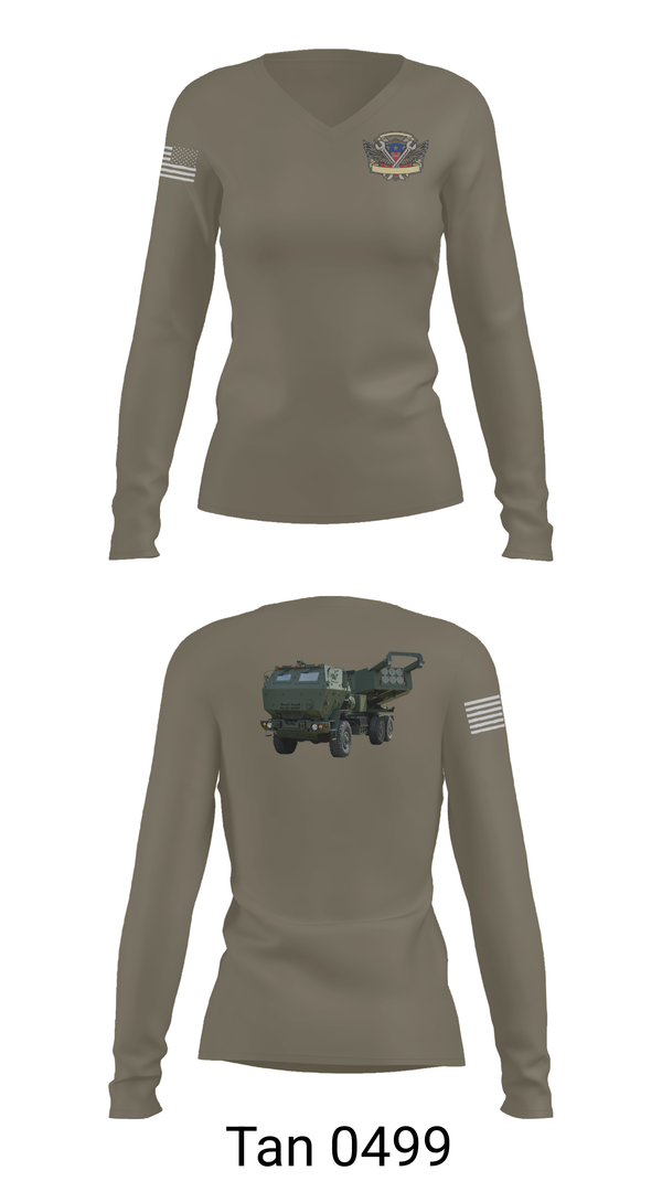 Womens Long Sleeve Vneck Shirt, 182nd Field Artillery, Army, Teamtime, Team time, sublimation, custom sports apparel, team uniforms, spirit wear, spiritwear, sports uniforms, custom shirts, team store, custom team store, fundraiser sports, apparel fundraiser