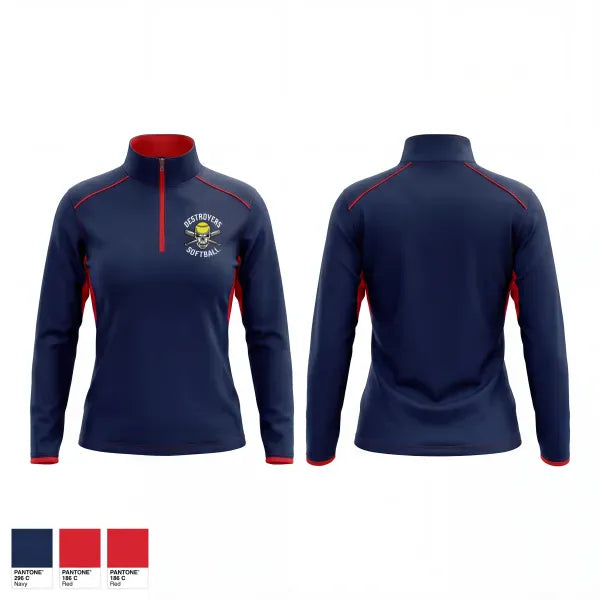 Quarter Zip Jacket, Destroyers, Softball, Teamtime, Team time, sublimation, custom sports apparel, team uniforms, spirit wear, spiritwear, sports uniforms, custom shirts, team store, custom team store, fundraiser sports, apparel fundraiser