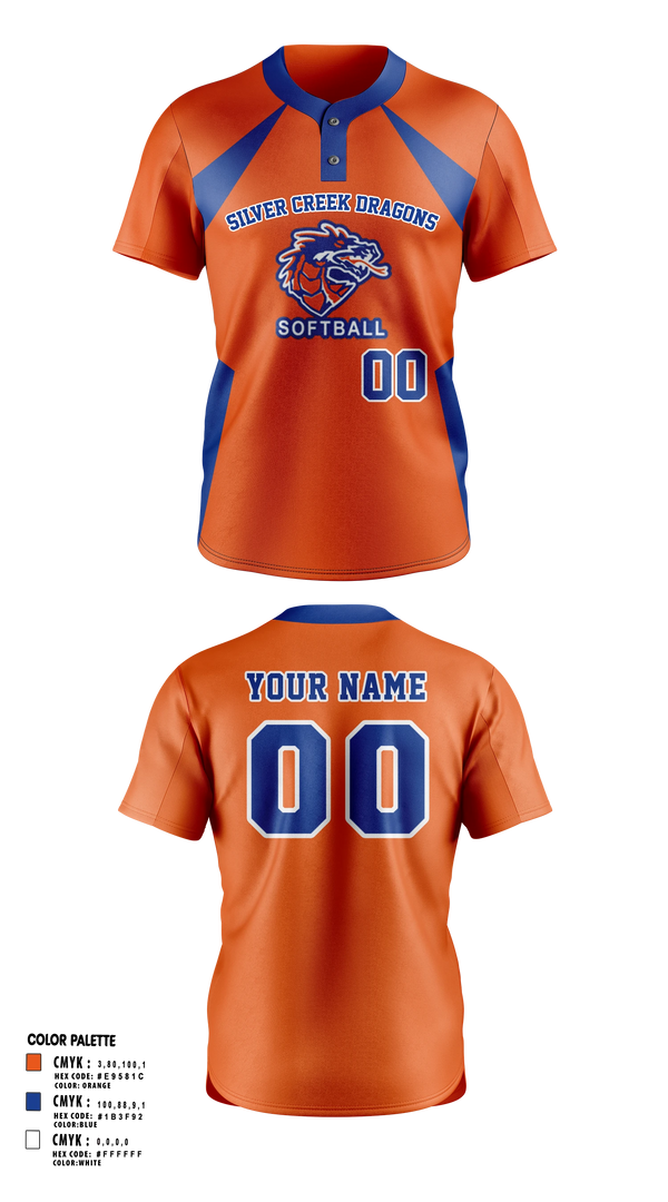 Two Button Softball Jersey, Silver Creek Dragons, Softball, Teamtime, Team time, sublimation, custom sports apparel, team uniforms, spirit wear, spiritwear, sports uniforms, custom shirts, team store, custom team store, fundraiser sports, apparel fundraiser