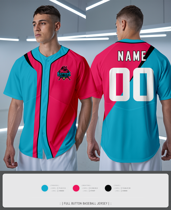 Full Button Baseball Jersey, MadBatters Softball, Softball, Teamtime, Team time, sublimation, custom sports apparel, team uniforms, spirit wear, spiritwear, sports uniforms, custom shirts, team store, custom team store, fundraiser sports, apparel fundraiser