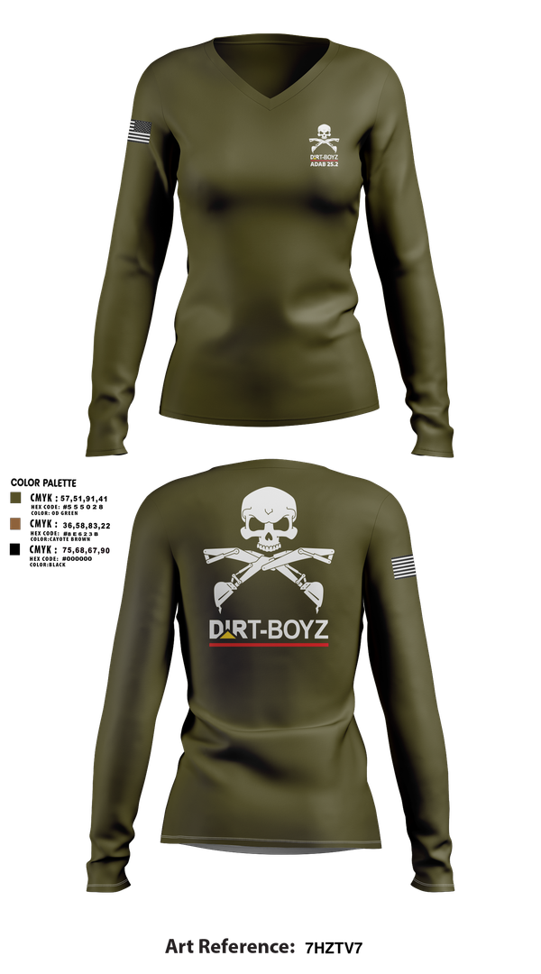 Womens Long Sleeve Vneck Shirt, DirtBoyz, Air Force, Teamtime, Team time, sublimation, custom sports apparel, team uniforms, spirit wear, spiritwear, sports uniforms, custom shirts, team store, custom team store, fundraiser sports, apparel fundraiser