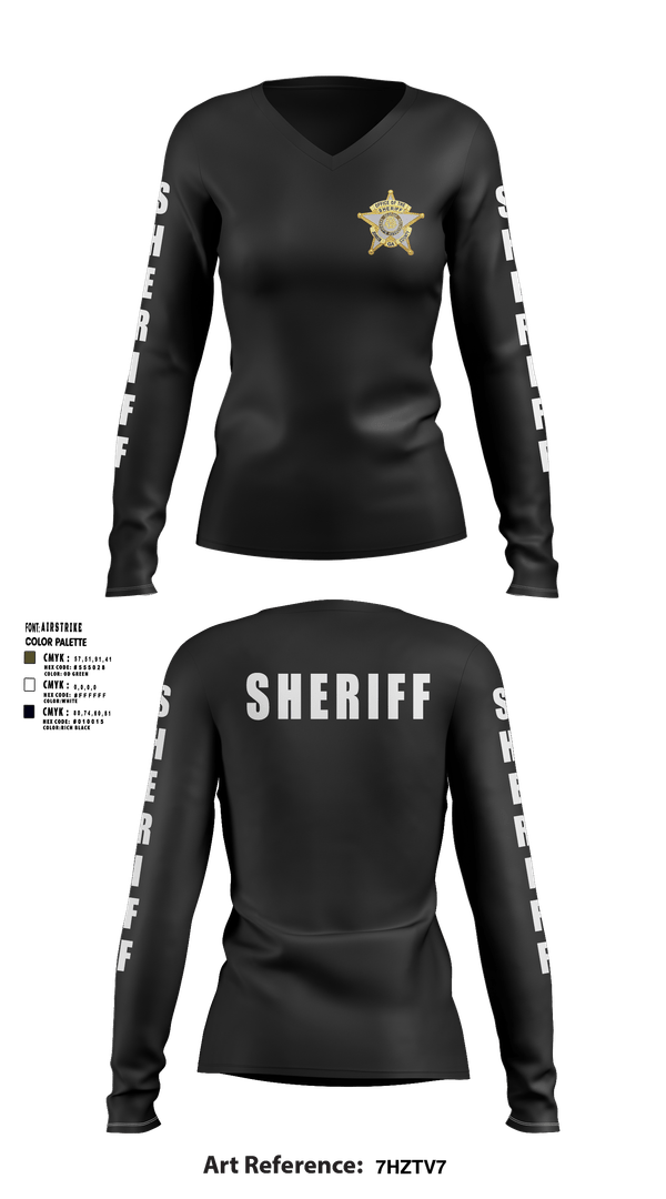 Womens Long Sleeve Vneck Shirt, SHERIFF, Police, Teamtime, Team time, sublimation, custom sports apparel, team uniforms, spirit wear, spiritwear, sports uniforms, custom shirts, team store, custom team store, fundraiser sports, apparel fundraiser