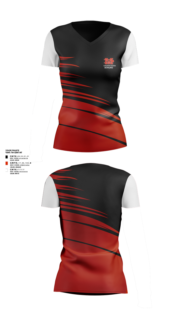 Womens Short Sleeve Vneck Shirt, Marlboro Dukes, Bowling, Teamtime, Team time, sublimation, custom sports apparel, team uniforms, spirit wear, spiritwear, sports uniforms, custom shirts, team store, custom team store, fundraiser sports, apparel fundraiser