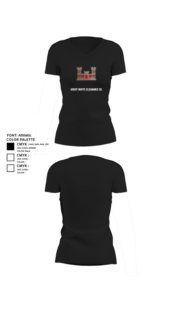 Womens Short Sleeve Vneck Shirt, 1221st Route Clearance Co., National Guard, Teamtime, Team time, sublimation, custom sports apparel, team uniforms, spirit wear, spiritwear, sports uniforms, custom shirts, team store, custom team store, fundraiser sports, apparel fundraiser