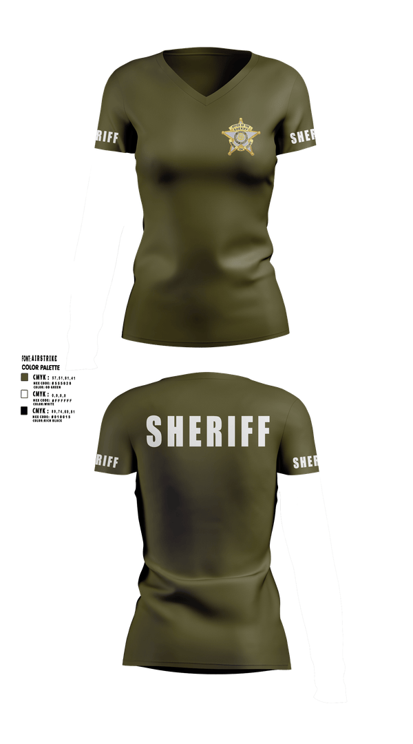 Womens Short Sleeve Vneck Shirt, SHERIFF, Police, Teamtime, Team time, sublimation, custom sports apparel, team uniforms, spirit wear, spiritwear, sports uniforms, custom shirts, team store, custom team store, fundraiser sports, apparel fundraiser