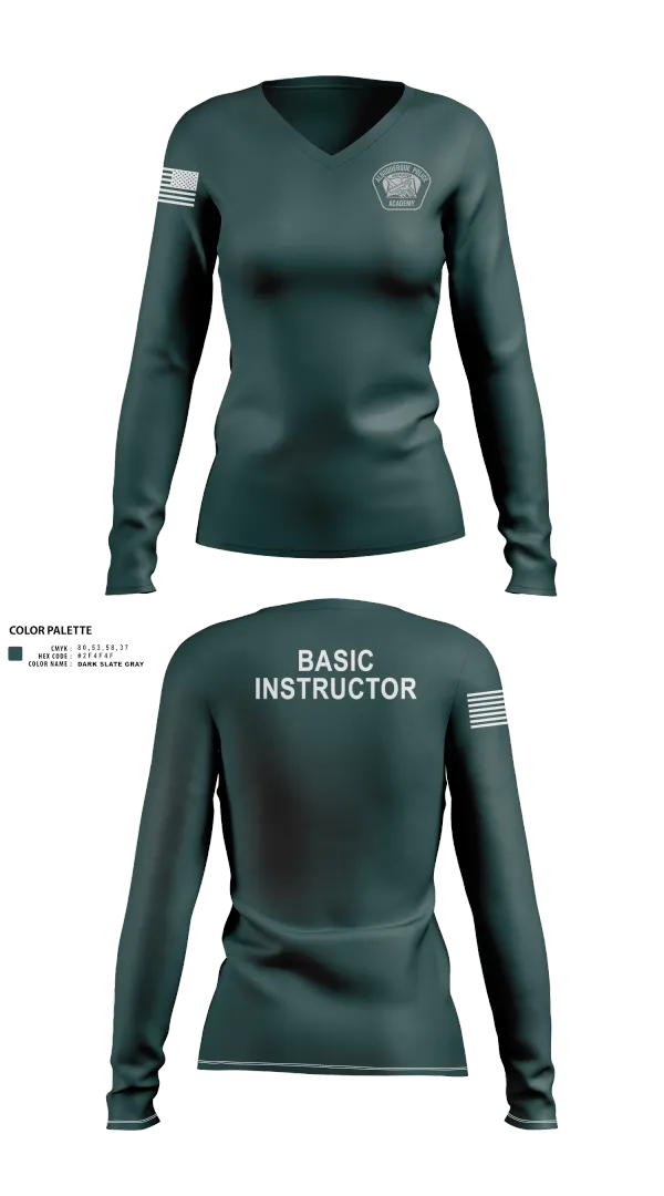 Womens Long Sleeve Vneck Shirt, Academy- Basic Unit, Police, Teamtime, Team time, sublimation, custom sports apparel, team uniforms, spirit wear, spiritwear, sports uniforms, custom shirts, team store, custom team store, fundraiser sports, apparel fundraiser
