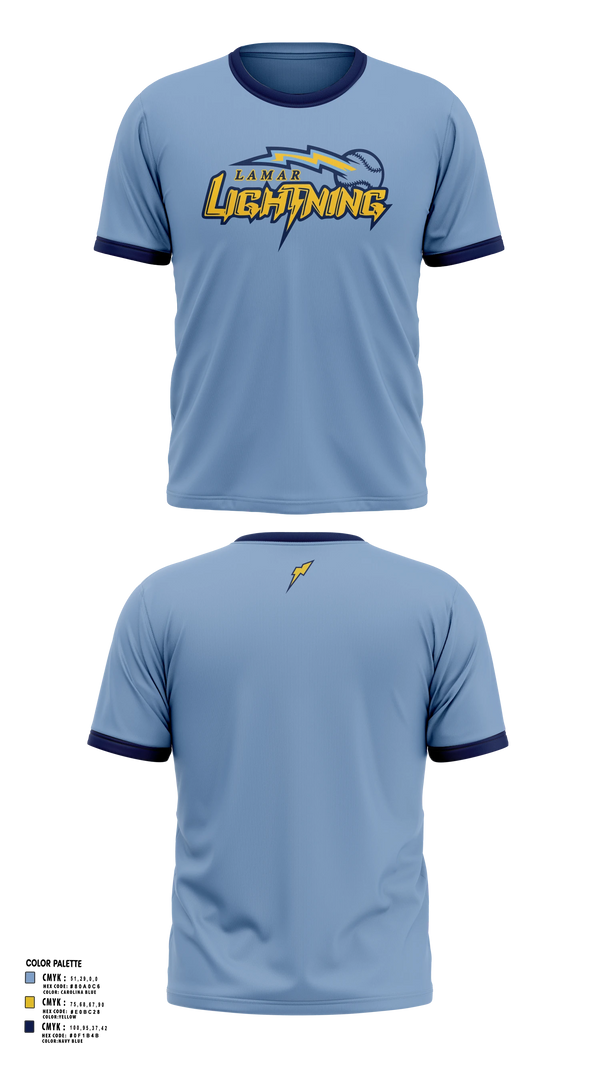 Short Sleeve Performance Shirt, Lamar Lightening, Baseball, Teamtime, Team time, sublimation, custom sports apparel, team uniforms, spirit wear, spiritwear, sports uniforms, custom shirts, team store, custom team store, fundraiser sports, apparel fundraiser