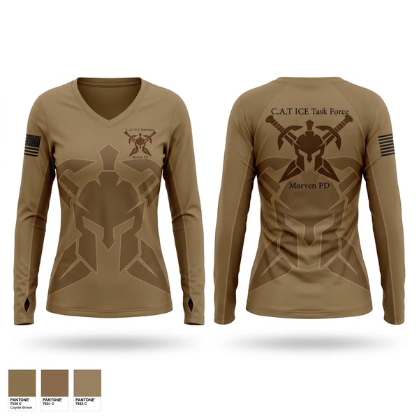 Womens Long Sleeve Vneck Shirt, MORVEN POLICE DEPT, Police, Teamtime, Team time, sublimation, custom sports apparel, team uniforms, spirit wear, spiritwear, sports uniforms, custom shirts, team store, custom team store, fundraiser sports, apparel fundraiser