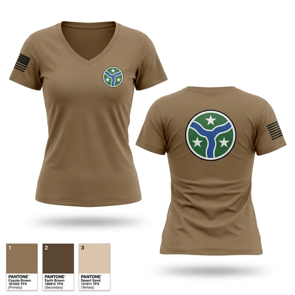 Womens Short Sleeve Vneck Shirt, HHC 278TH CR, National Guard, Teamtime, Team time, sublimation, custom sports apparel, team uniforms, spirit wear, spiritwear, sports uniforms, custom shirts, team store, custom team store, fundraiser sports, apparel fundraiser