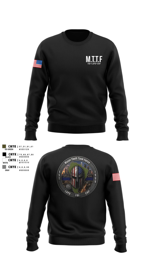 Crew Neck Sweatshirt, Major Theft Task Force, Police, Teamtime, Team time, sublimation, custom sports apparel, team uniforms, spirit wear, spiritwear, sports uniforms, custom shirts, team store, custom team store, fundraiser sports, apparel fundraiser