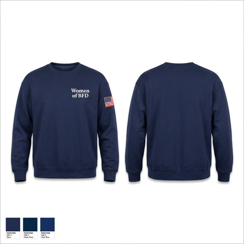 Crew Neck Sweatshirt, Women of BFD, Fire Department, Teamtime, Team time, sublimation, custom sports apparel, team uniforms, spirit wear, spiritwear, sports uniforms, custom shirts, team store, custom team store, fundraiser sports, apparel fundraiser