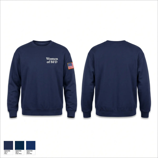Crew Neck Sweatshirt, Women of BFD, Fire Department, Teamtime, Team time, sublimation, custom sports apparel, team uniforms, spirit wear, spiritwear, sports uniforms, custom shirts, team store, custom team store, fundraiser sports, apparel fundraiser