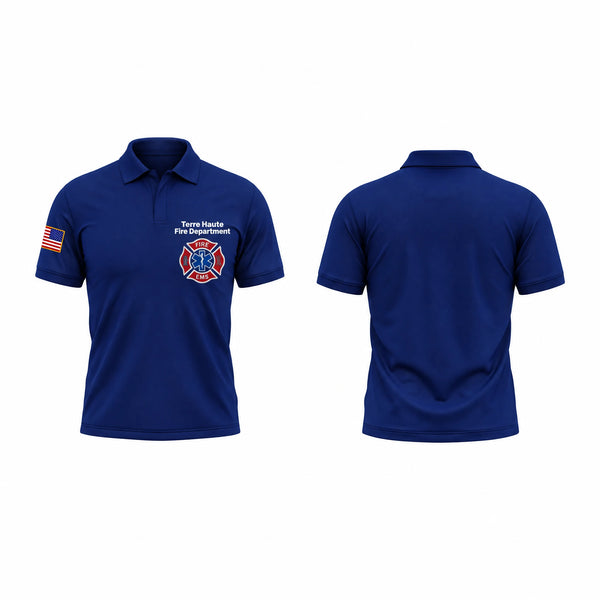 Short Sleeve Performance Polo, Terre Haute Fire Department, Fire Department, Teamtime, Team time, sublimation, custom sports apparel, team uniforms, spirit wear, spiritwear, sports uniforms, custom shirts, team store, custom team store, fundraiser sports, apparel fundraiser