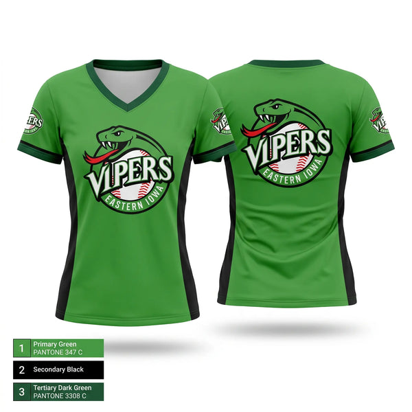 Womens Short Sleeve Vneck Shirt, Eastern Iowa Vipers, Baseball, Teamtime, Team time, sublimation, custom sports apparel, team uniforms, spirit wear, spiritwear, sports uniforms, custom shirts, team store, custom team store, fundraiser sports, apparel fundraiser
