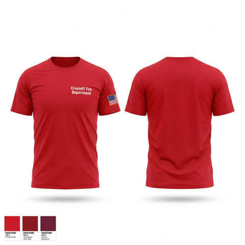 Old School Cotton Feel Shirt, Crossett Fire Department, Fire Department, Teamtime, Team time, sublimation, custom sports apparel, team uniforms, spirit wear, spiritwear, sports uniforms, custom shirts, team store, custom team store, fundraiser sports, apparel fundraiser