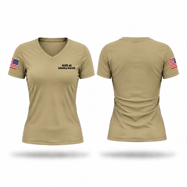 Womens Short Sleeve Vneck Shirt, 4/41 st Infantry 2nd AD, Army, Teamtime, Team time, sublimation, custom sports apparel, team uniforms, spirit wear, spiritwear, sports uniforms, custom shirts, team store, custom team store, fundraiser sports, apparel fundraiser