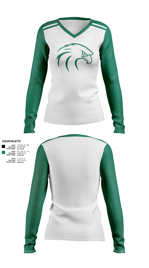 Womens Long Sleeve Vneck Shirt, NSU Riverhawks Football, , Teamtime, Team time, sublimation, custom sports apparel, team uniforms, spirit wear, spiritwear, sports uniforms, custom shirts, team store, custom team store, fundraiser sports, apparel fundraiser